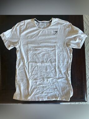 Gymshark Men’s White Crew Neck T-Shirt, Size Large